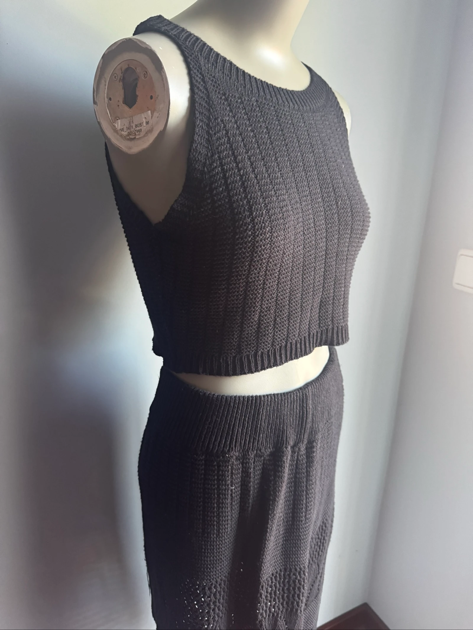 Black Knit Set Made in Italy | Top + Skirt | One Size | Elegant & Boho Chic – photo 3